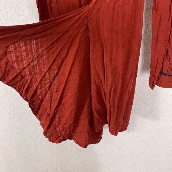 Maeve | Anthropologie Red Collared Henley Long Sleeve Dress - Picture 5 of 7